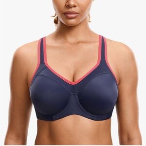 SYROKAN NWT Full Support Racerback Lightly Lined Underwire Sports Bra 34E